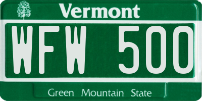 VT license plate WFW500