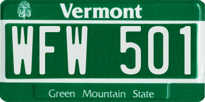 VT license plate WFW501