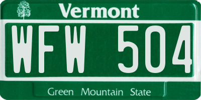 VT license plate WFW504