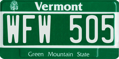 VT license plate WFW505