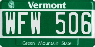 VT license plate WFW506