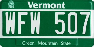 VT license plate WFW507