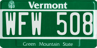 VT license plate WFW508