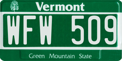 VT license plate WFW509