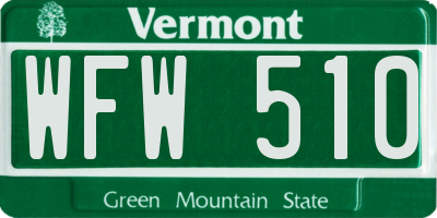 VT license plate WFW510