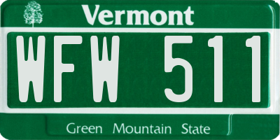 VT license plate WFW511