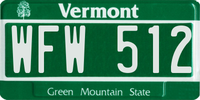 VT license plate WFW512