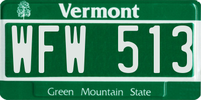 VT license plate WFW513