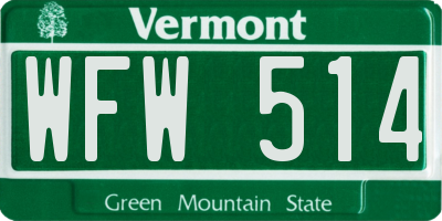 VT license plate WFW514