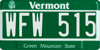 VT license plate WFW515