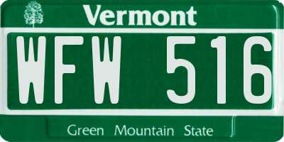 VT license plate WFW516