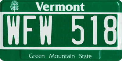 VT license plate WFW518