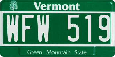 VT license plate WFW519