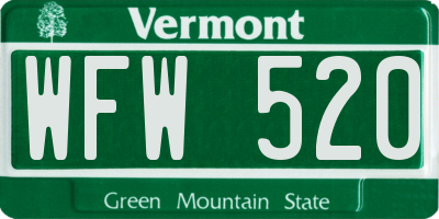 VT license plate WFW520
