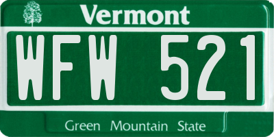 VT license plate WFW521