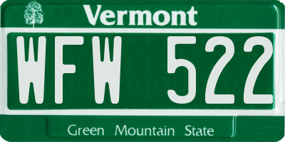 VT license plate WFW522