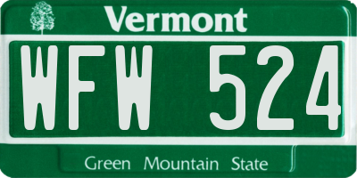 VT license plate WFW524