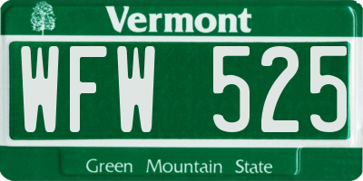 VT license plate WFW525