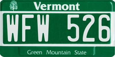 VT license plate WFW526
