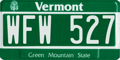 VT license plate WFW527