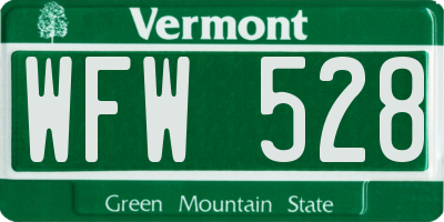 VT license plate WFW528