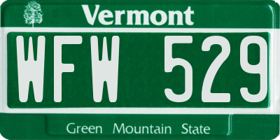 VT license plate WFW529