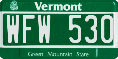 VT license plate WFW530