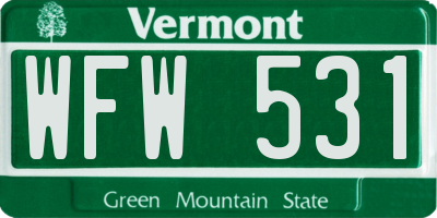 VT license plate WFW531