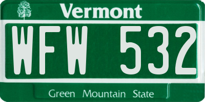 VT license plate WFW532