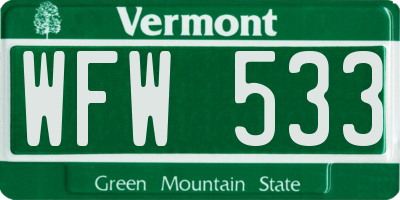VT license plate WFW533
