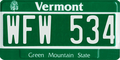 VT license plate WFW534