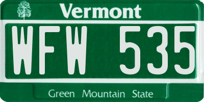 VT license plate WFW535