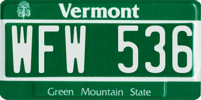 VT license plate WFW536