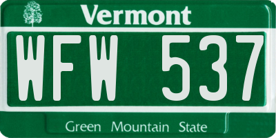 VT license plate WFW537