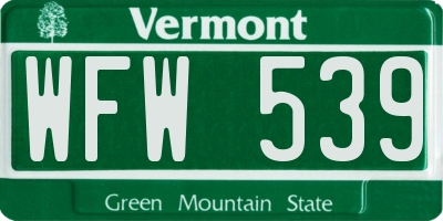 VT license plate WFW539
