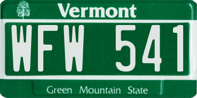 VT license plate WFW541