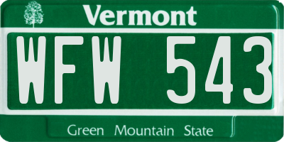 VT license plate WFW543