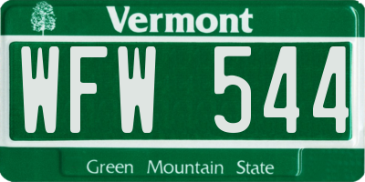 VT license plate WFW544