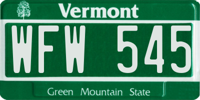 VT license plate WFW545