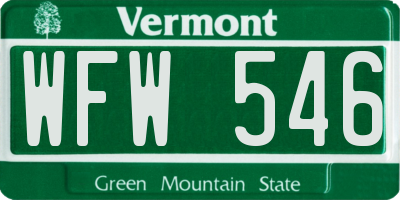 VT license plate WFW546