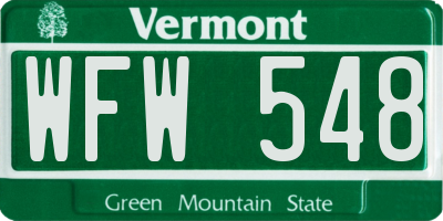 VT license plate WFW548