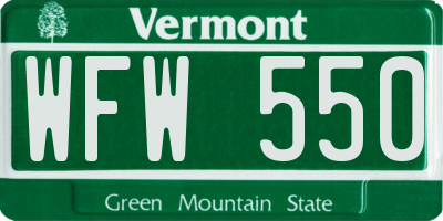VT license plate WFW550