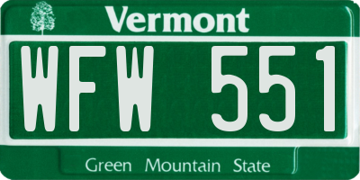 VT license plate WFW551