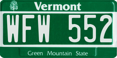 VT license plate WFW552