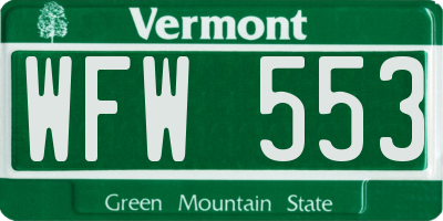 VT license plate WFW553