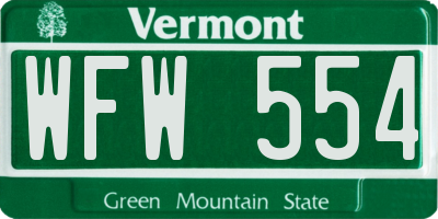 VT license plate WFW554