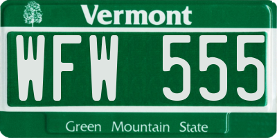 VT license plate WFW555