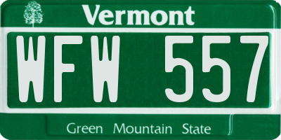 VT license plate WFW557