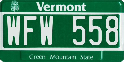 VT license plate WFW558