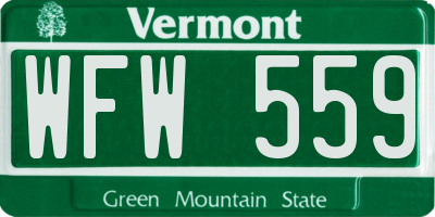 VT license plate WFW559